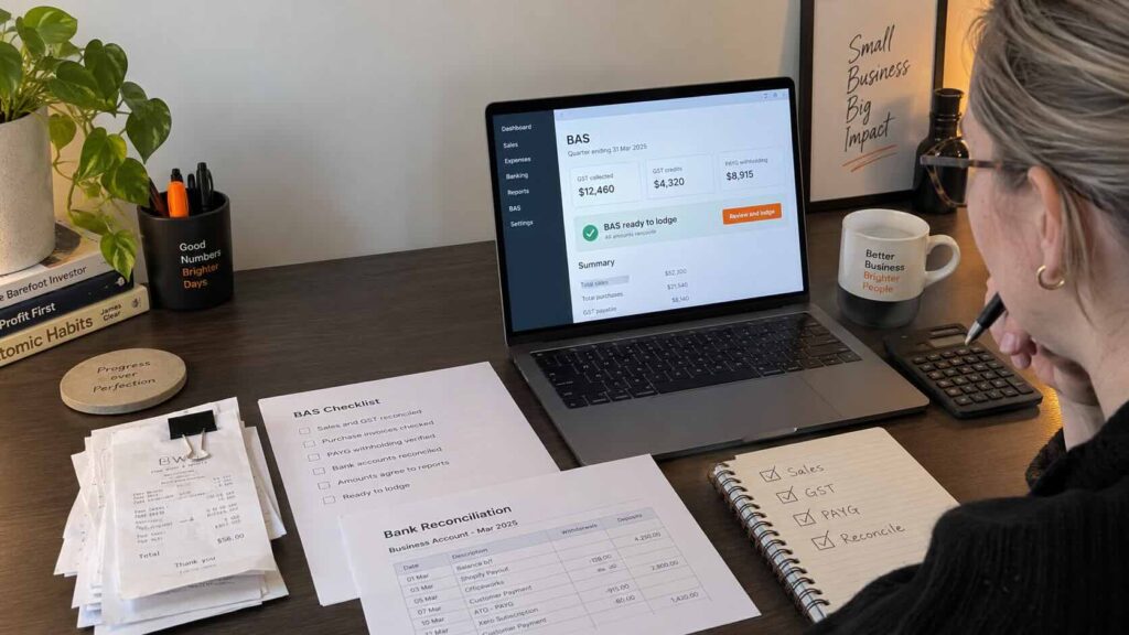 Woman preparing her Business Activity Statement